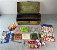 Huge Lot of Fishing Tackle in Vintage Box