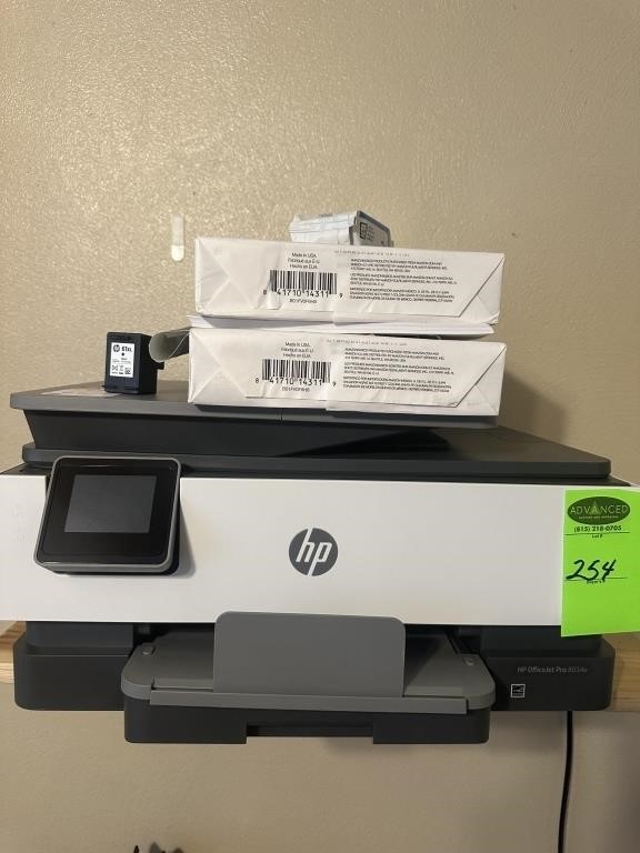 HP Office Jet Pro 8034E Printer w/paper