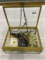 Glass Dresser Jewelry Box Filled w/