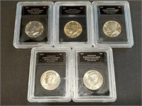 Five Uncirculated slabbed and authenticated