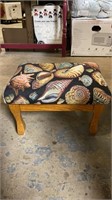 Wood With Upholstered Top Stool 16" Long X 11" Hig