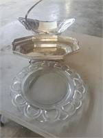 GLASS AND SILVER SERVING TRAY (ONE NEEDS REPAIR)