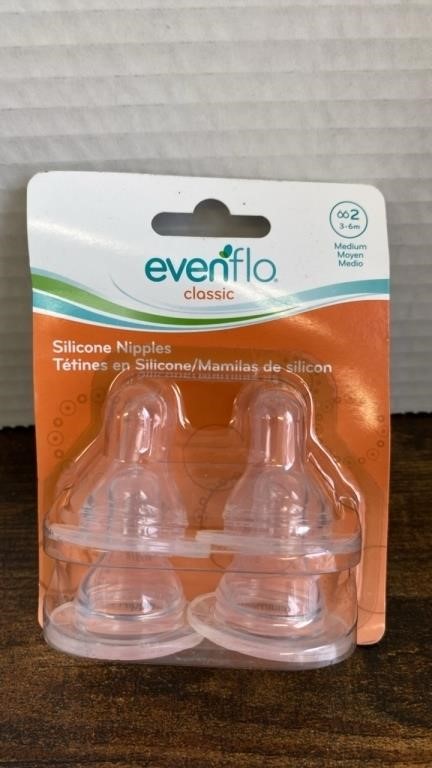 107 New even Flo silicone bottle nipples & new med