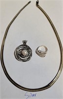 F - SILVER NECKLACE, RING & PENDANT (B24)