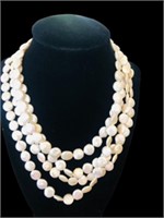 Graduated  Faux Pearl necklace w Sterling Clasp