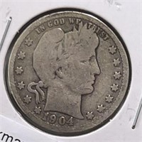 1904O Barber Quarter