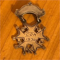 Sterling Silver Antique 1930 Merit Badge Pin