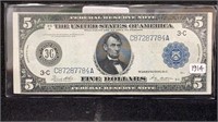 Currency: 1914 $5 FRN "Lincoln" Large Size Note