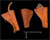 (3) Webley style leather holsters and an