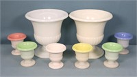 8pc. Art Deco Pressed Glass Urns