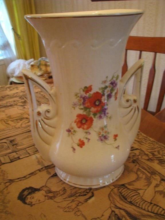 24" Victorian Lusterware vase wit handles