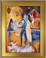Original in the Manner of Marc Chagall COA