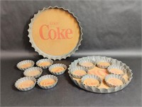 Coca Cola Bottle Cap Trays with Matching Coasters