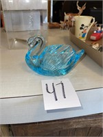 VTG blue glass swan