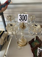 20" Table Top Crystal & Gold Candle Holders (2