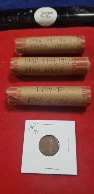(1) 1951-D Wheat Penny & Assorted Wheat Pennies