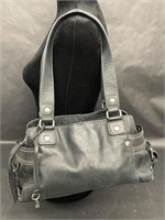 Fossil Black Leather Buckle Double Handle Bag