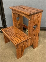 Wood Step Stool W/ Heart Cutouts 16"x14.5”x21”