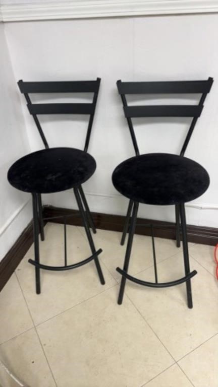 Two metal base barstools