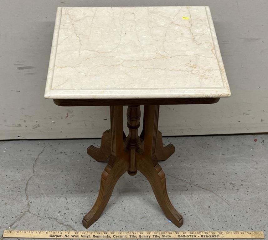 Victorian Wood & Marble Top Stand