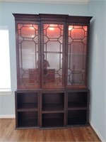 Vintage Lighted China Cabinet w/ Glass Shelves