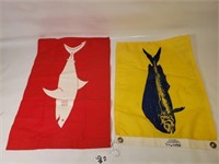 2 Pc. Fish Flag Red Shark 12" x 18" &