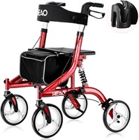 $157  HEAO Rollator Walker, 4 x 10 Wheels, Red