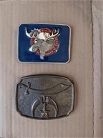 2 belt buckles masons masonic & moose lodge.