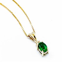 Emerald & Diamond 14k Gold Necklace