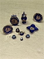 12 PC FRENCH LIMOGES BLUE/GOLD MINIS