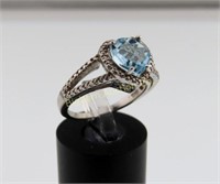 Ring Size 6.25 Blue Topaz Sterling Silver