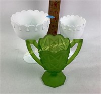 Indiana Glass Co:  Milk Glass Footed Bowls Tear