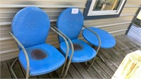 2 Baby Blue Metal Porch Chairs And Table