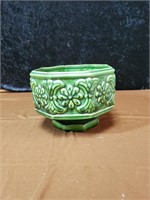 Octagon shaped green planter marked USA approx 8