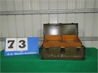 MILITARY TRUNK WITH WOOD INSERT  30 3/4 X