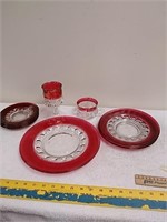 Vintage red rim dinnerware