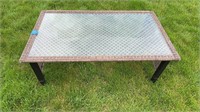 Glass topped coffee table 46”x27.5”x 17”H