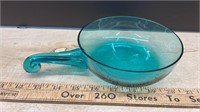 Turquoise Glass Handled Dish (5.5" diam) *LYR