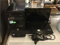 Hp tower computer and compaq laptop.