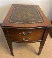 Leather Top End Tables with Drawers