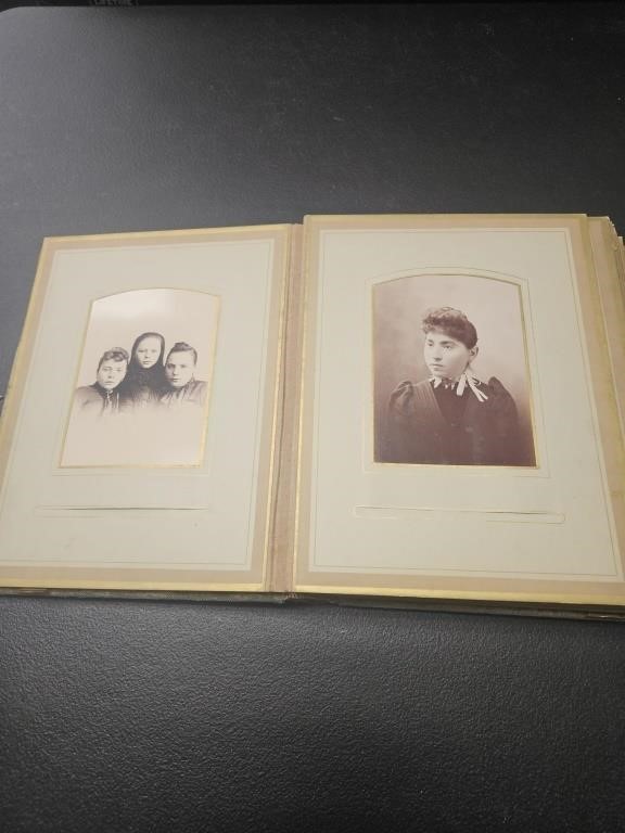 Victorian photo album with tin types