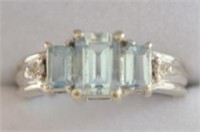 10K White Gold 3.02ct  Aquamarine Diamond Ring