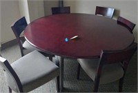 Round office conference table with six chairs