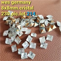 W. GERM VTG 8X8MM SQUARE FOILED CRYSTAL-GLASS 230P