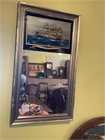 Reverse Painted Ship Mirror
