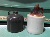 2 STONEWARE JUGS, NO MARKINGS, SOME CHIPS