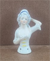 Vtg Porcelain Half Doll / Pin Cushion Doll