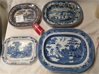 4 vintage platters, one has a chip & crack look