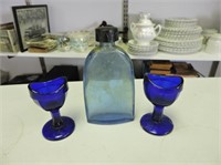 Cobalt Blue egg cups &  perfume bottle