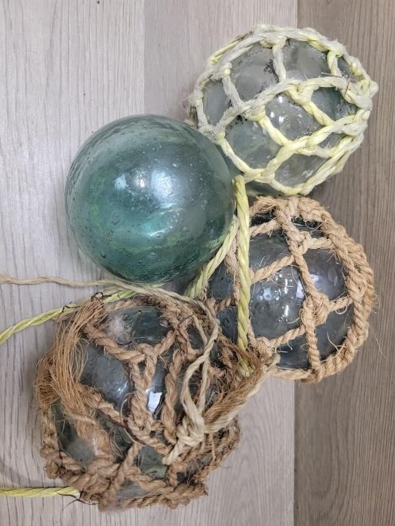(4) 75yr Old Japanese Glass Fishing Floats